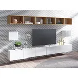 GAB Obývací stěna LORONA 34, Bílá/Zlatý dub 300 cm