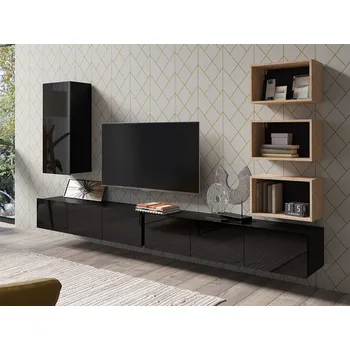 Obývací stěna GAB Obývací stěna LORONA 36, Černá/Dub Artisan 300 cm