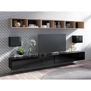 Obývací stěna GAB Obývací stěna LORONA 34, Černá/Dub Artisan 300 cm