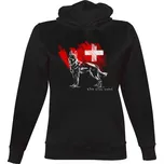 Dámská mikina s kapucí s potiskem White swiss shepherd - kraťák dámské