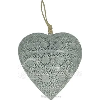 Dekorační závěsné srdce šedo-bílé velké