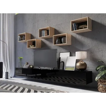 Obývací stěna GAB Obývací stěna LORONA 32, Černá/Dub Artisan 300 cm