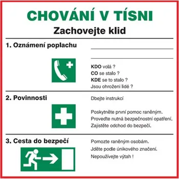 Kancelář Značka Chování v tísni, samolepicí fólie, 20 × 20 cm