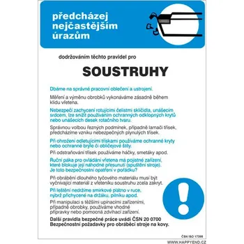 Značka Pravidla bezpečné práce pro soustruhy
