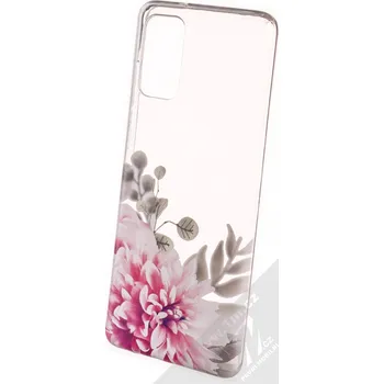 Pouzdro na mobilní telefon Sligo Trendy Růžová jiřina TPU ochranný kryt pro Samsung Galaxy S20 Plus průhledná (transparent)