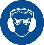 Podlahová značka – Používej ochranné brýle a chrániče sluchu, 50 cm, PVC