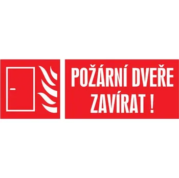 Značka Požární dveře zavírat!, samolepicí fólie, 210 × 80 mm