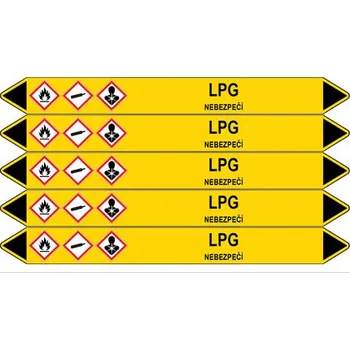 samolepka Značení potrubí, LPG,5 ks, 150 × 12 mm