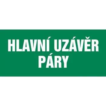 Značka Hlavní uzávěr páry, samolepicí fólie, 100 × 210 mm