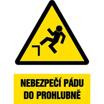 Značka Nebezpečí pádu do prohlubně, samolepicí fólie, 210 × 297 mm