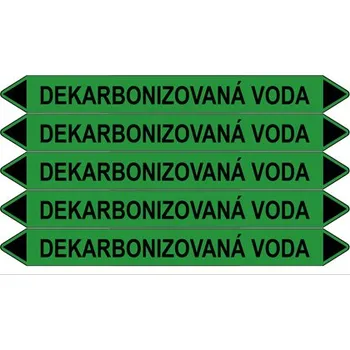 samolepka Značení potrubí, dekarbonizovaná voda,5 ks, 150 × 12 mm
