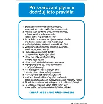 Značka Pravidla bezpečné práce pro svařování plynem