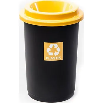 Odpadkový koš Kulatý plastový koš na tříděný odpad, 50 l, žlutá