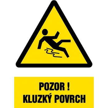 Značka Pozor – kluzký povrch, samolepicí fólie, 148 × 210 mm