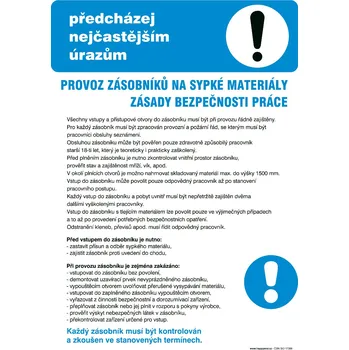 Značka Provoz zásobníků na sypké materiály - zásady ...