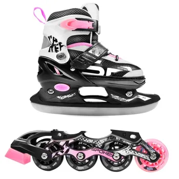 Celoroční brusle Recenze Spokey Quattro 4v1 černé/růžové