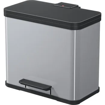 Odpadkový koš Kovový koš s tlumeným zavíráním DUO, 17 a 9 l, stříbrný