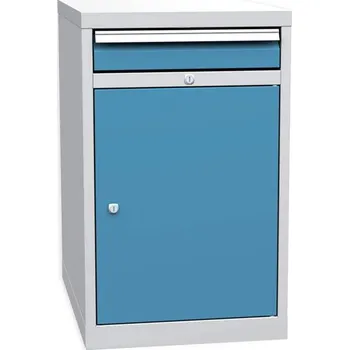 Dílenský stůl Podstavná skříňka pro dílenský stůl, 1 zásuvka, barva šedá RAL7035/ modrá RAL5012