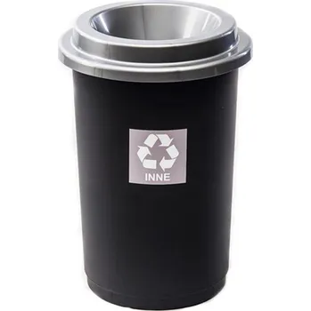 Odpadkový koš Kulatý plastový koš na tříděný odpad, 50 l, šedá