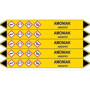 samolepka Značení potrubí, amoniak,5 ks, 150 × 12 mm