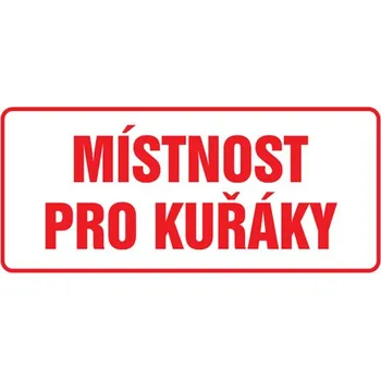 Značka Místnost pro kuřáky, samolepicí fólie, 100 × 210 mm