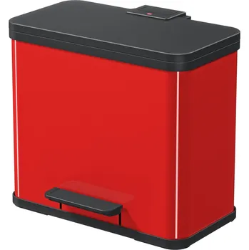 Odpadkový koš Kovový koš s tlumeným zavíráním DUO, 17 a 9 l, červený