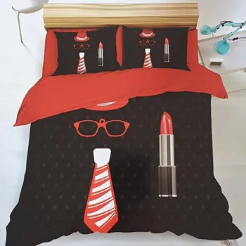 Povlečení Numberoplus Bavlněné povlečení oboustranná čenočervená - Makeup