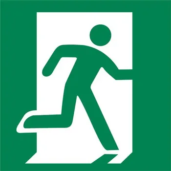 Kancelář Značka Únikový východ vpravo, samolepicí fólie, 15 × 15 cm