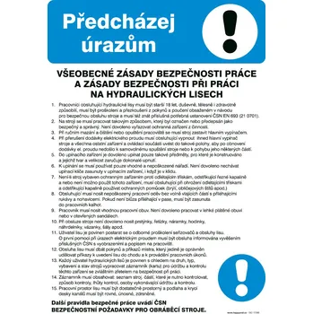 Značka Zásady bezpečnosti práce na hydraulických lisech