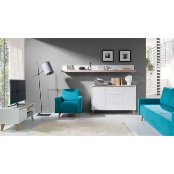 Obývací stěna GAB Obývací stěna - Olivia 3 (Bílý + Zlatý dub)