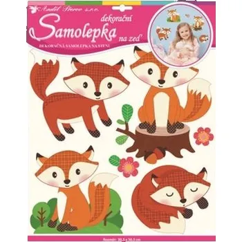 Samolepící dekorace Samolepky na zeď lišky z tvrdého papíru 30,5x30,5cm