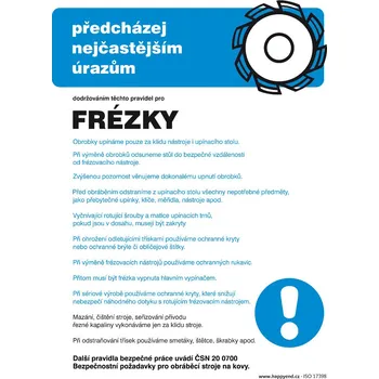 Značka Pravidla bezpečné práce pro frézky (kovo)
