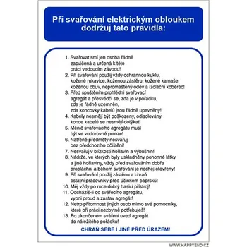 Značka Pravidla bezpečné práce pro svařování el. obloukem