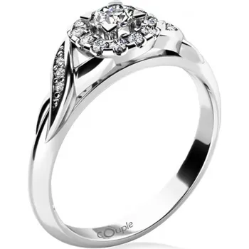 Prsten Couple, Zásnubní prsten Olympia, bílé zlato se zirkony, vel. 49, prům. 15.6 mm, 585-68-1-4243.1B00.0.49.001