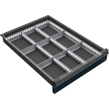 Dílenský stůl Vnitřní dělení zásuvek z pozinkovaného plechu 3 x 3, pro zásuvky 60 –120 mm