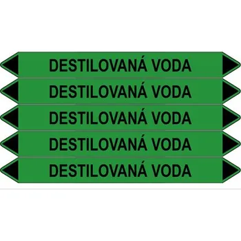 samolepka Značení potrubí, destilovaná voda,5 ks, 150 × 12 mm