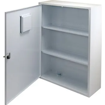 Lékárnička Lékárnička na zeď uzamykatelná kovová se schránkou na klíč