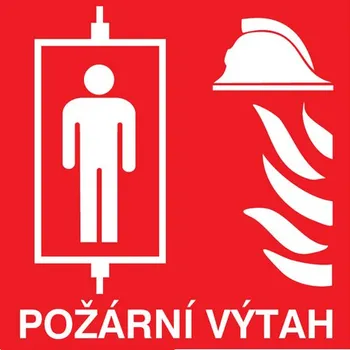 Značka Požární výtah, samolepicí fólie, 20 × 20 cm