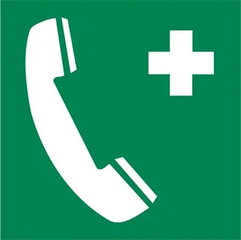 Značka Pohotovostní telefon, samolepicí fólie, 15 × 15 cm