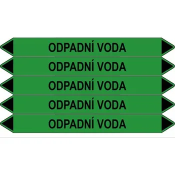 samolepka Značení potrubí, odpadní voda,5 ks, 150 × 12 mm