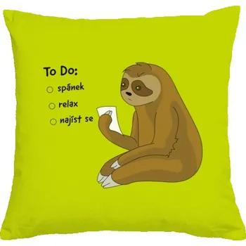 Pánská móda Polštář bavlněný s potiskem Lenochod - To Do list