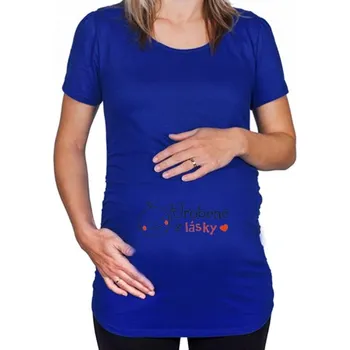 Modré těhotenské tričko s nápisem Udělané z lásky SK