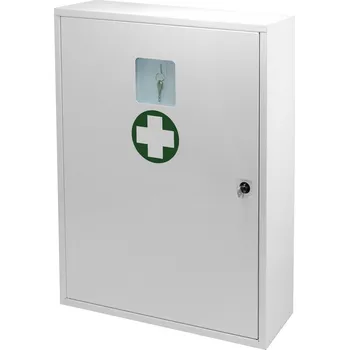 Lékárnička Lékárnička na zeď uzamykatelná kovová se schránkou na klíč POPÁLENINY maxi