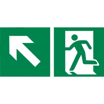 Značení Nouzový východ vlevo nahoru, samolepicí fólie, 300 × 150 mm