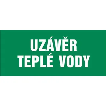 Značka Uzávěr teplé vody, samolepicí fólie, 100 × 210 mm