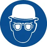 Podlahová značka – Používej ochrannou přilbu a brýle, 50 cm, PVC