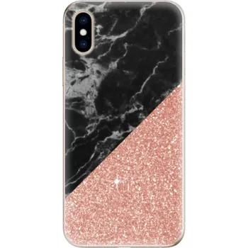 Pouzdro na mobilní telefon Odolné silikonové pouzdro iSaprio - Rose and Black Marble - iPhone XS