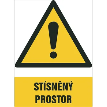 Značení Značka STÍSNĚNÝ PROSTOR, samolepicí fólie, 210 × 297 mm