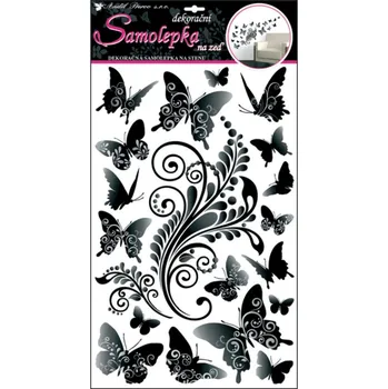 Samolepící dekorace Samolepky na zeď černošedí motýlci 50x32cm