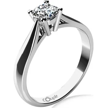 Prsten Couple, Elegantní zásnubní prsten Rose, bílé zlato a velký zirkon, vel. 50, prům. 15.9 mm, 585-68-1-4015.1B00.0.50.001